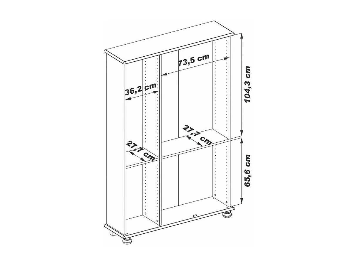Bibliothèque Chêne 6 Portes L. 120 cm