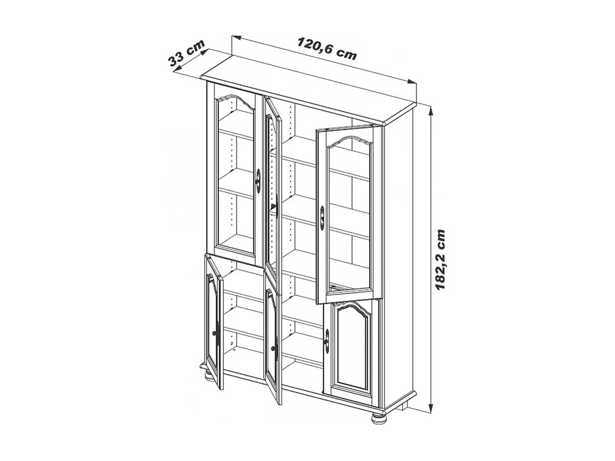 Bibliothèque Chêne 6 Portes L. 120 cm
