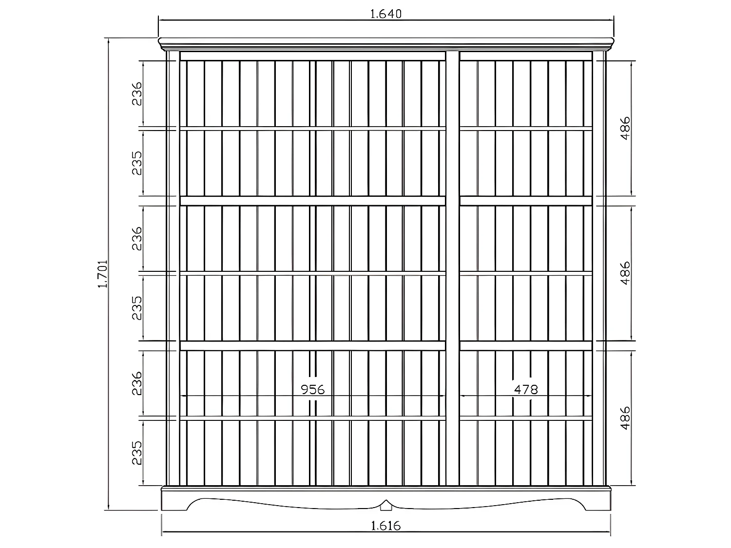 Bibliothèque Blanche Style Anglais 9 Portes Vitrées L163 H 170 P 37 cm