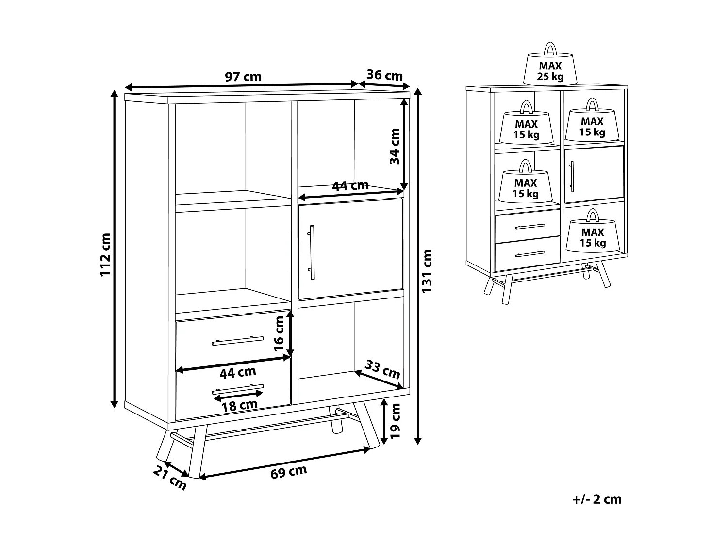 Meuble de rangement ATLANTA 131 cm Marron