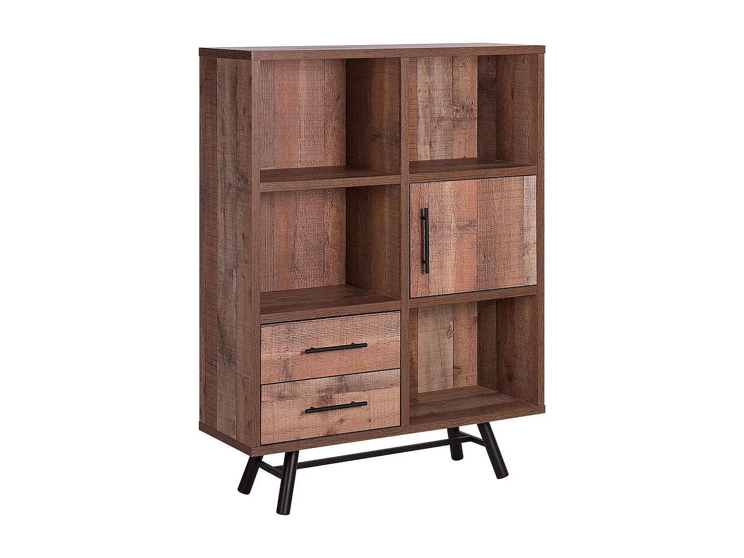 Rustikales Bücherregal 2 Schubladen heller Holzfarbton Atlanta