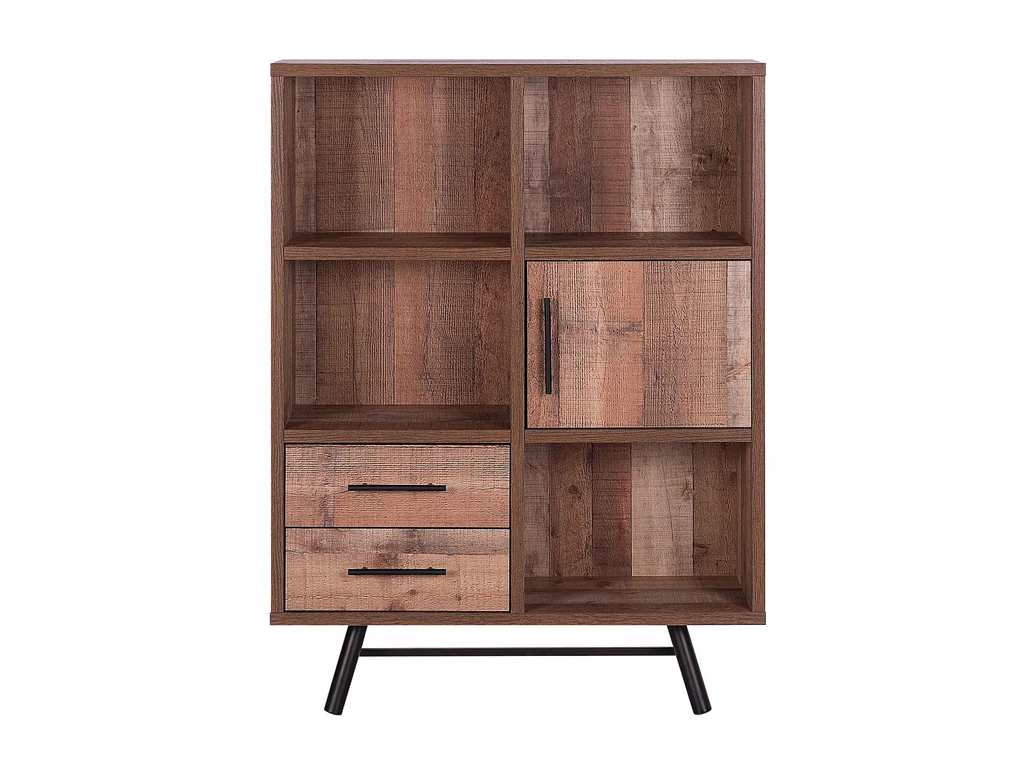 Rustikales Bücherregal 2 Schubladen heller Holzfarbton Atlanta