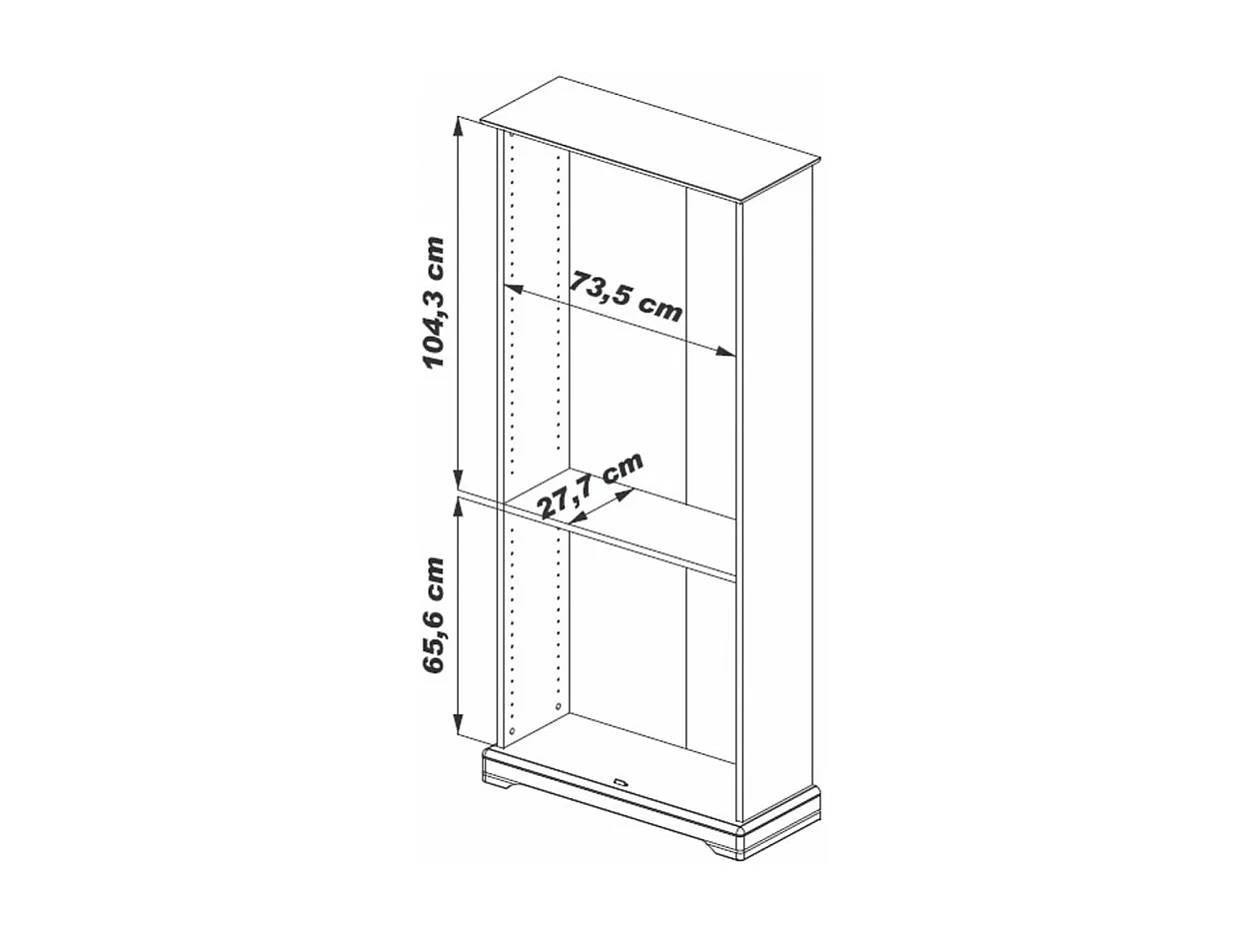 Bibliothèque 4 Portes Merisier 6 Niches 5 Tablettes L 82.4 H 182.2 P 33 cm