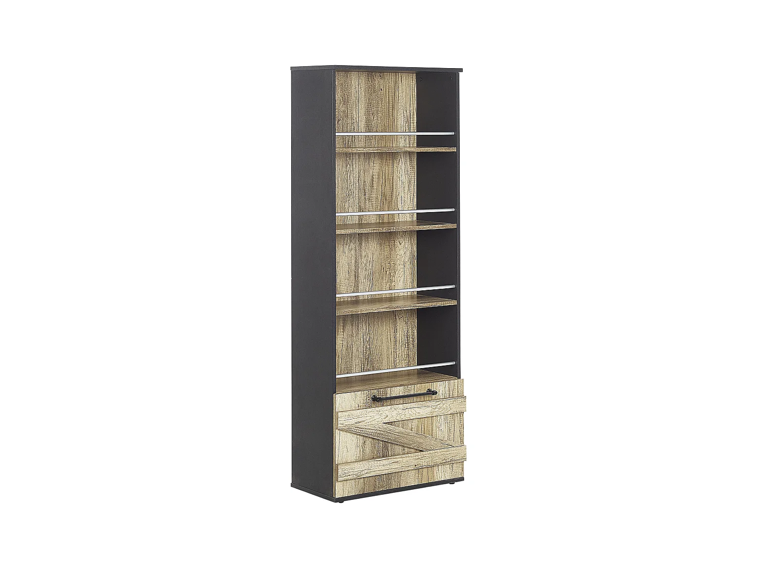 Bibliothèque 4 étagères SALTER 163 cm Marron/noir