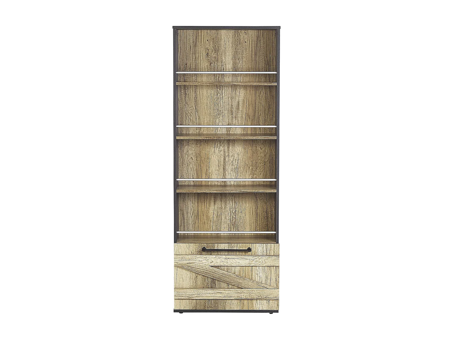 Modernes Bücherregal mit Schränkchen heller Holzfarbton/ schwarz Salter