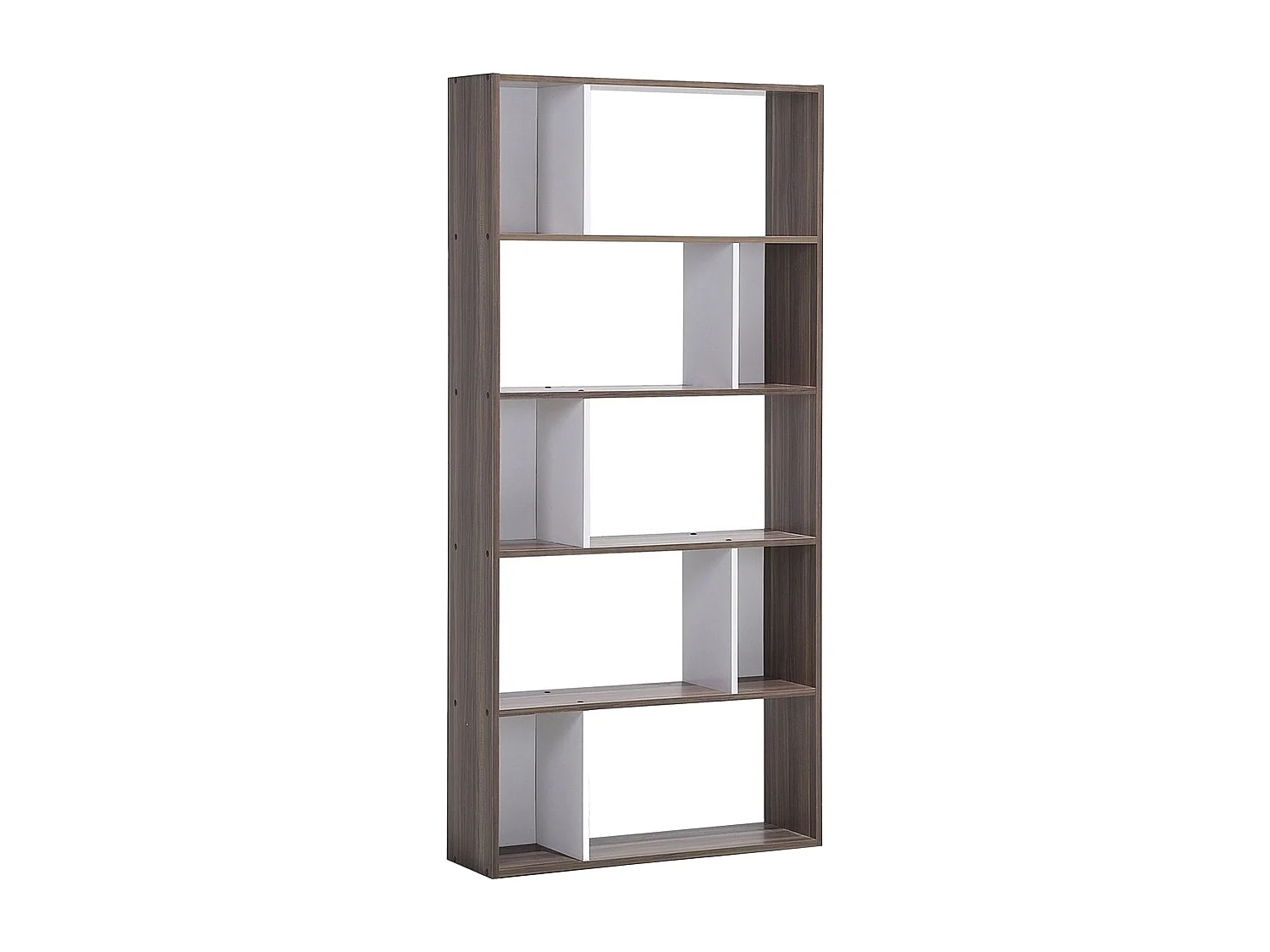 Originelles Regal 5 Fächer MDF-Platte dunkler Holzfarbton/weiß Orilla