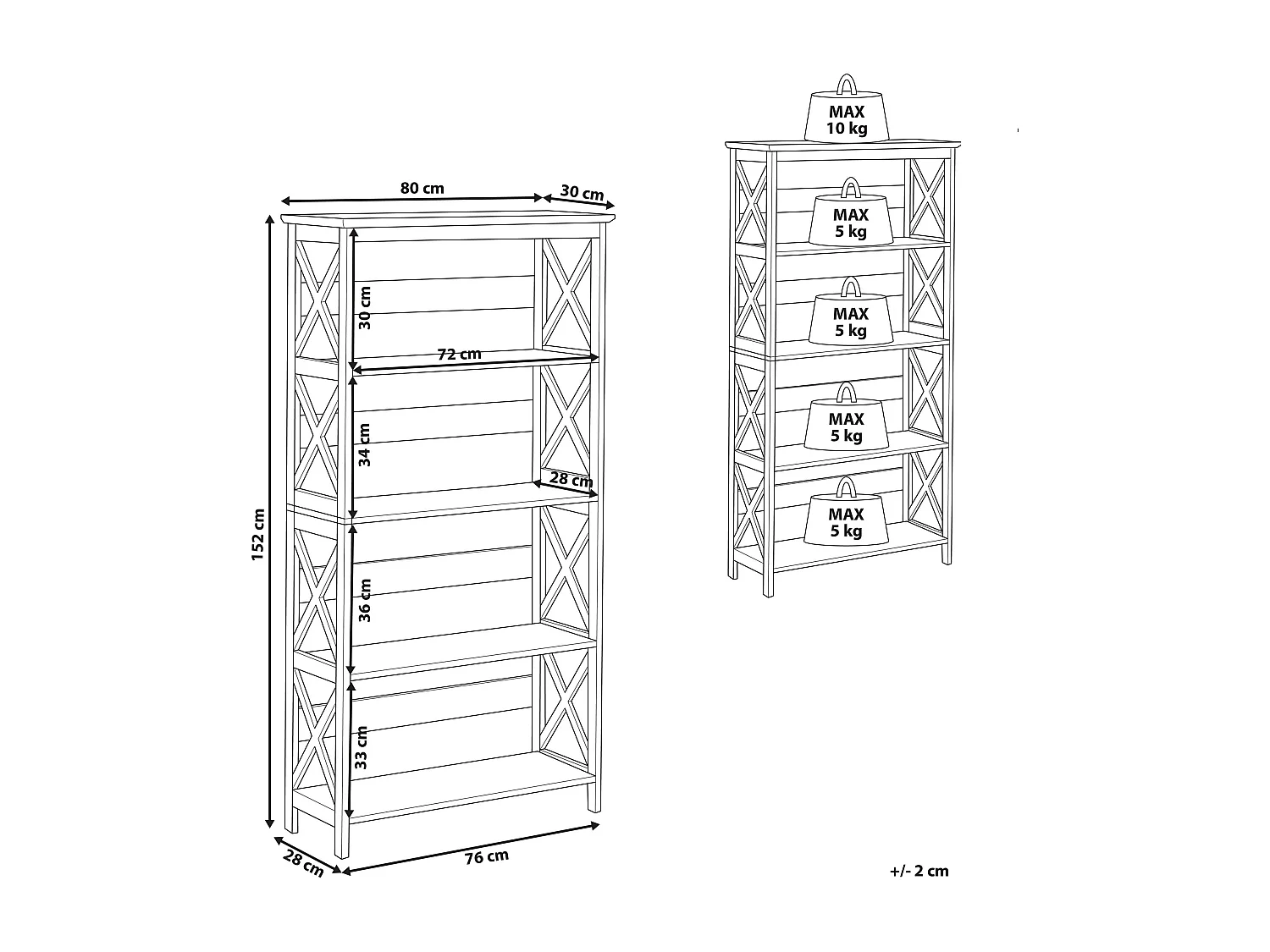 Libreria a 4 ripiani FOSTER 152 cm Bianco