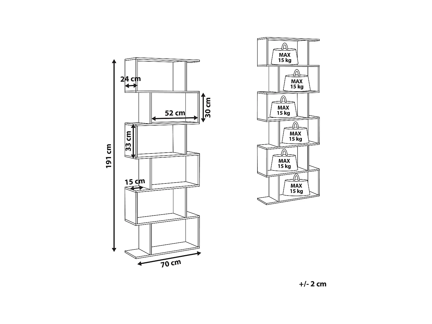 Bibliothèque 6 étagères VALDOSA 191 cm Marron foncé