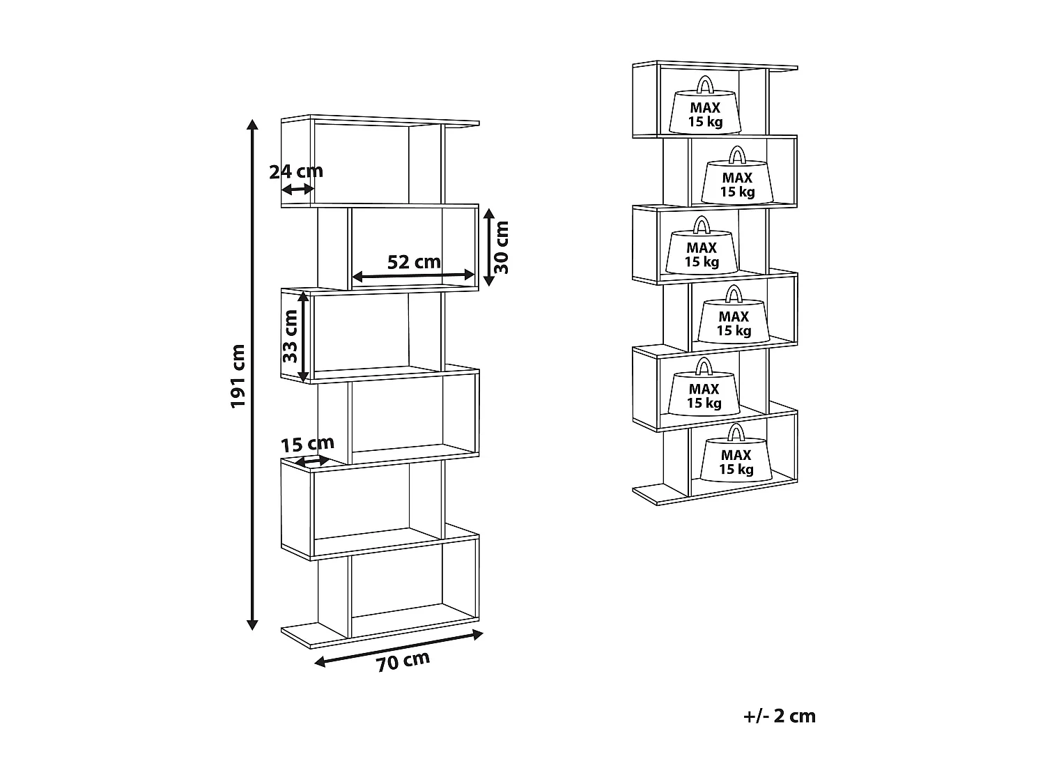 Bibliothèque 6 étagères VALDOSA 191 cm Marron foncé