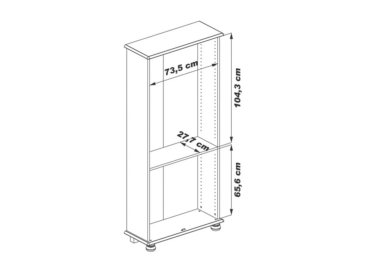 Bibliothèque Chêne Rustique 4 Portes 6 Niches L 82.4 H 182.2 P 33 cm