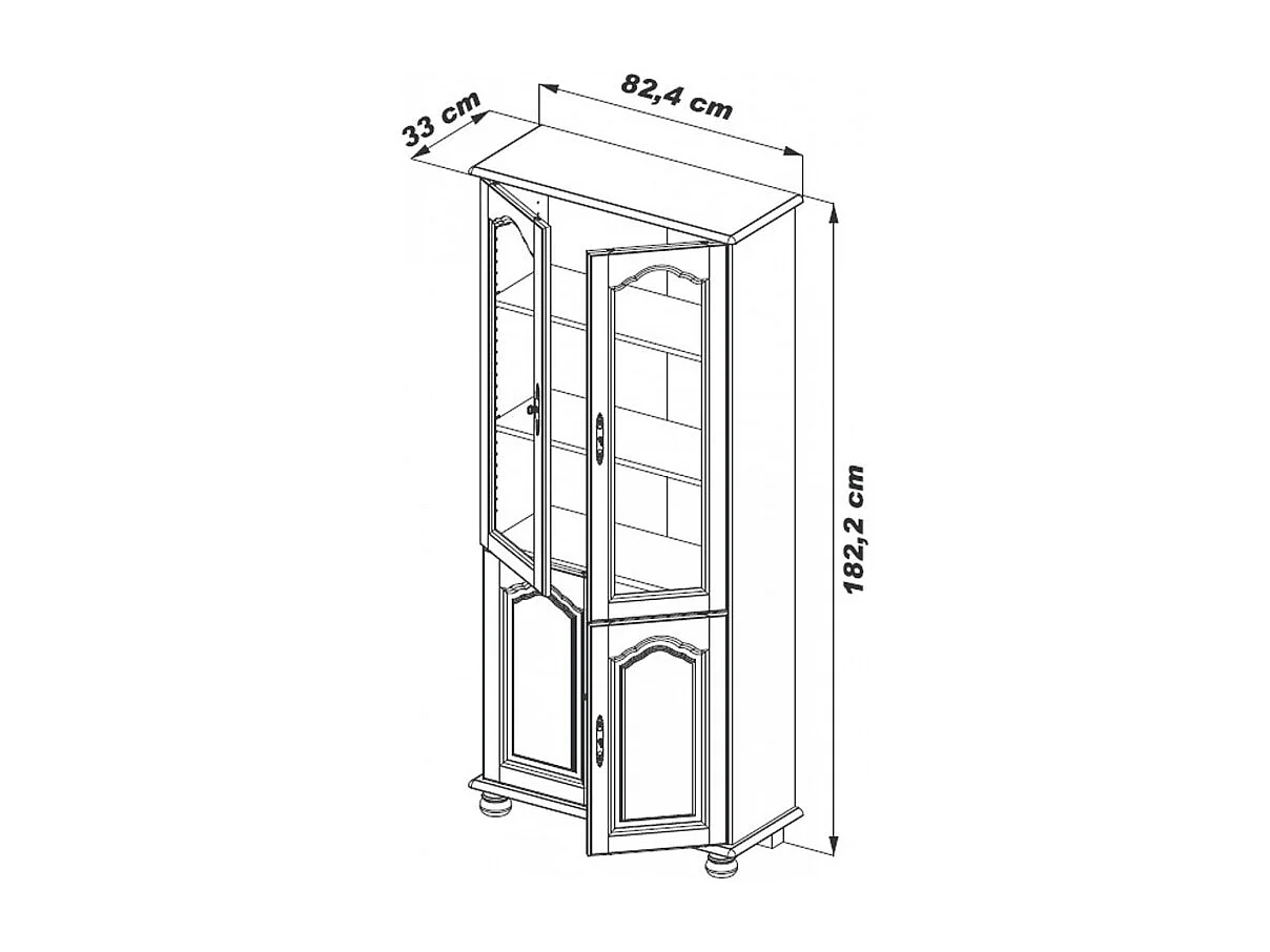 Bibliothèque Chêne Rustique 4 Portes 6 Niches L 82.4 H 182.2 P 33 cm