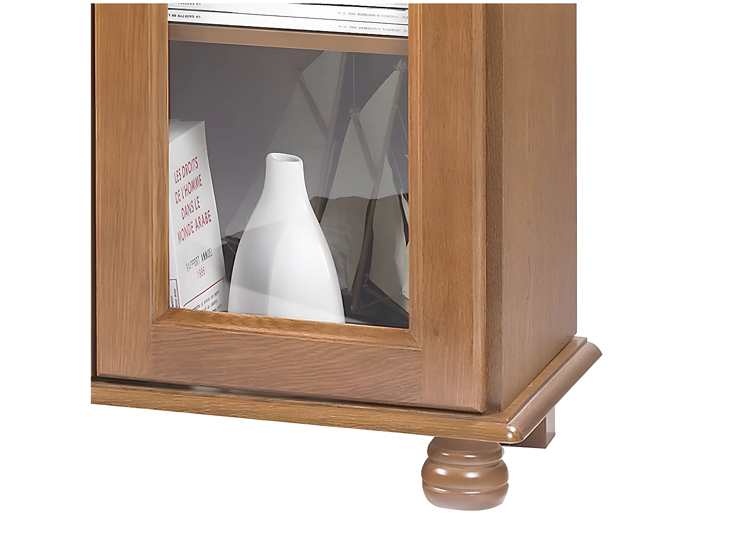 Bibliothèque Chêne 4 Portes Vitrées 18 Niches L 158.8 H 182.2 P 33 cm