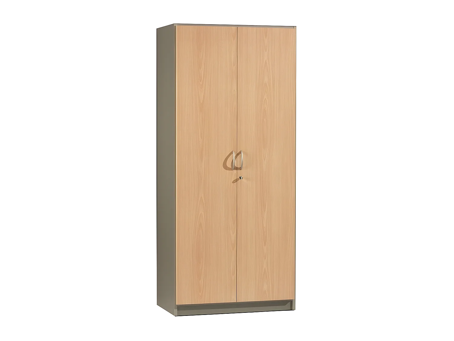 Armoire Haute de Bureau 2 Portes Hêtre Alu 180 cm