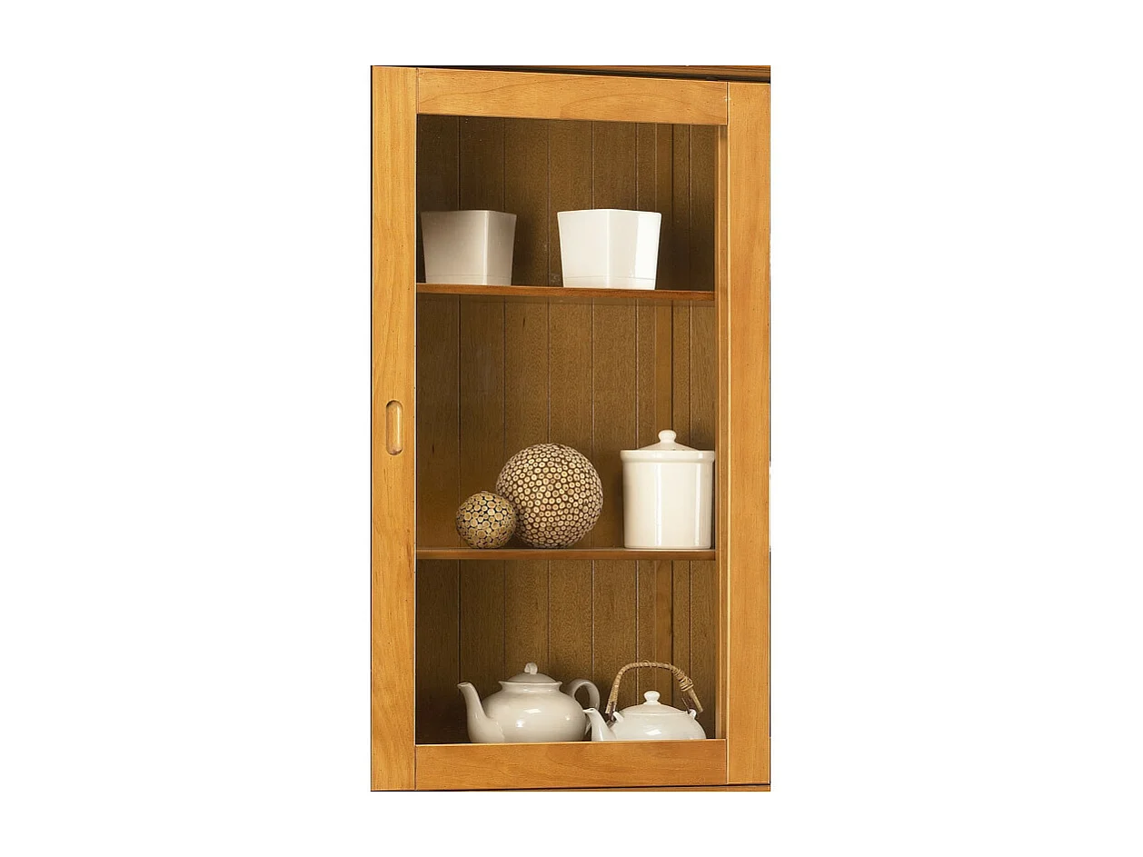 Vaisselier Pin Miel 4 Portes Coulissantes 2 Tiroirs L 121 H 198.8 P 42.3 cm