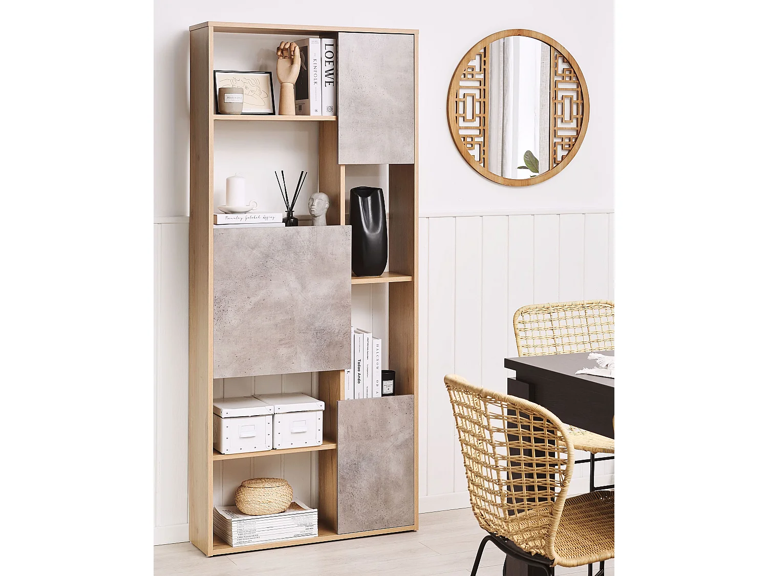 Bibliothèque GRADA 175 cm Marron clair/gris