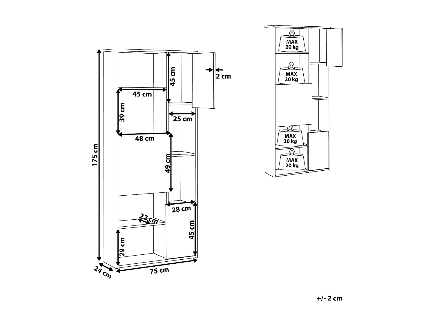Bibliothèque GRADA 175 cm Marron clair/gris