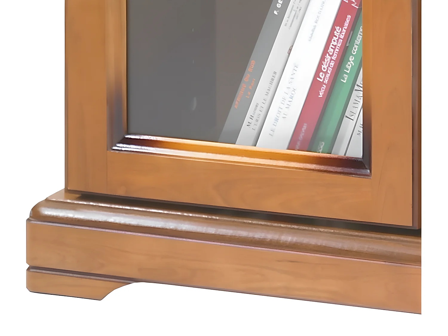 Bibliothèque 4 Portes Vitrées Merisier 18 Niches L 158.8 H 182.2 P 33 cm