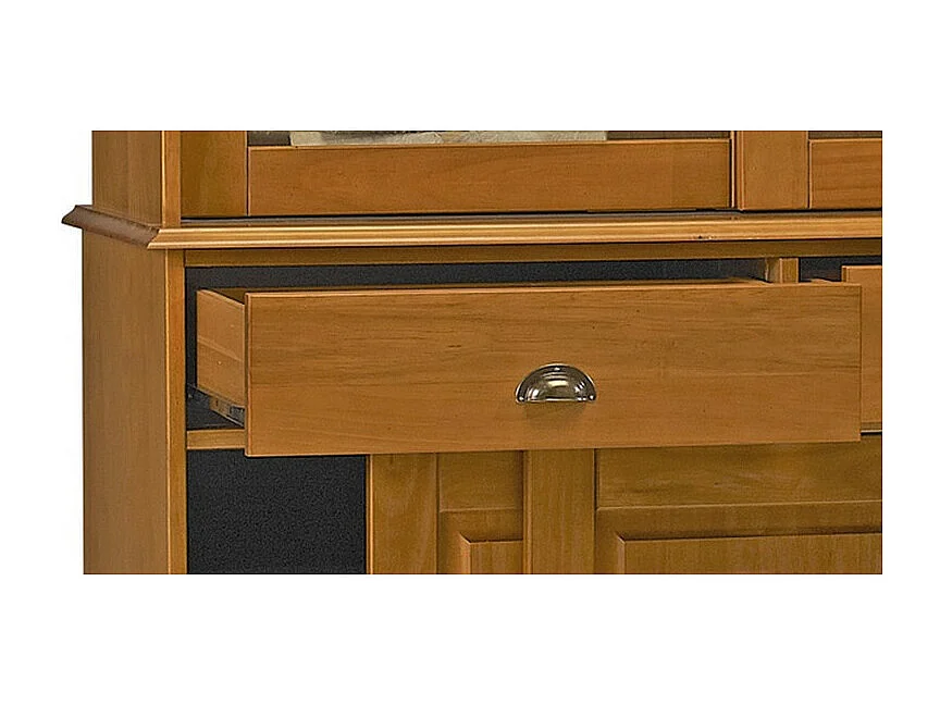Vaisselier Pin Miel 6 Portes Coulissantes 3 T 10 Niches L 178.6 H 199 P 42.3 cm