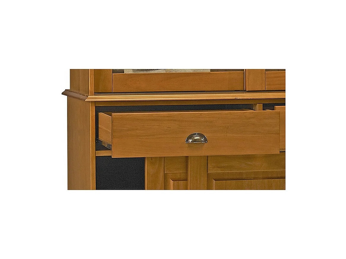 Vaisselier Pin Miel 6 Portes Coulissantes 3 T 10 Niches L 178.6 H 199 P 42.3 cm