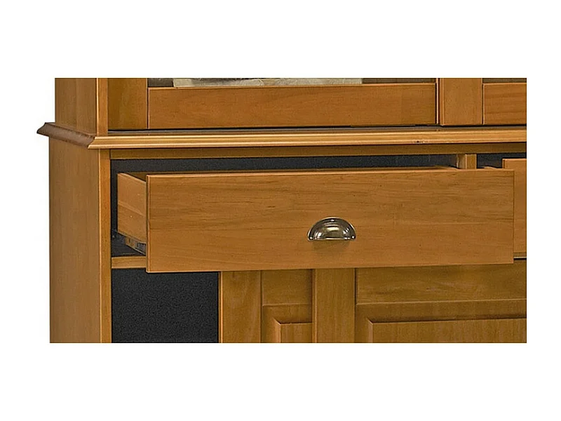 Vaisselier Pin Miel 6 Portes Coulissantes 3 T 10 Niches L 178.6 H 199 P 42.3 cm