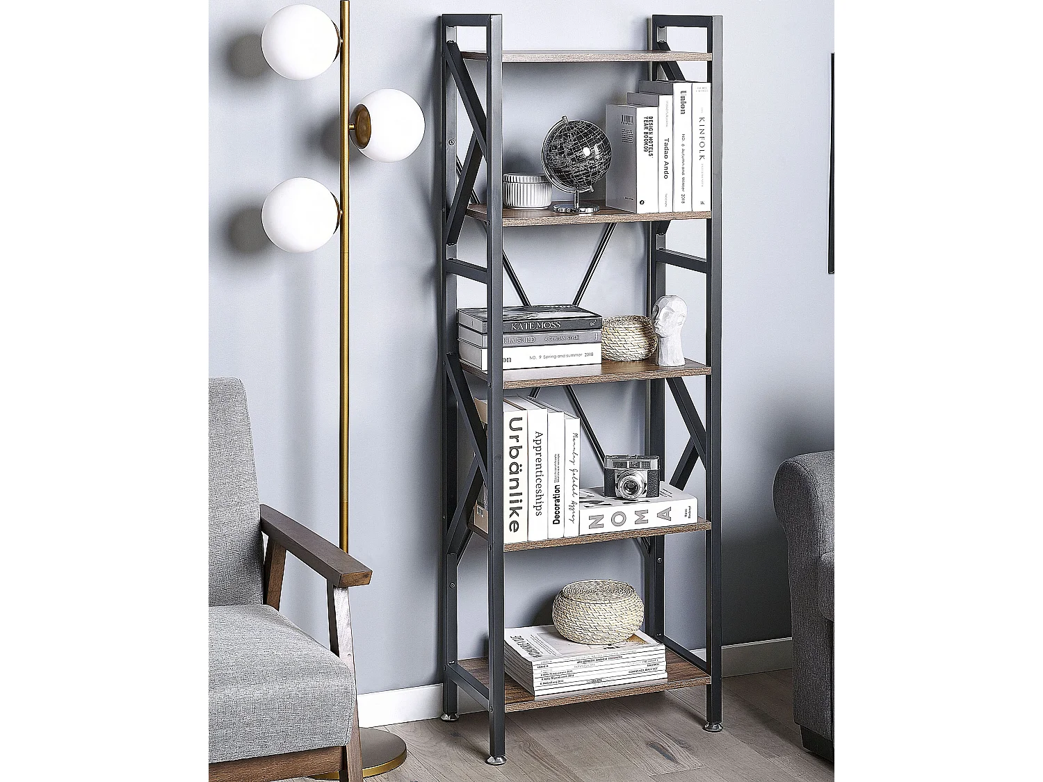 Bibliothèque 5 étagères DALE 150 cm Marron foncé
