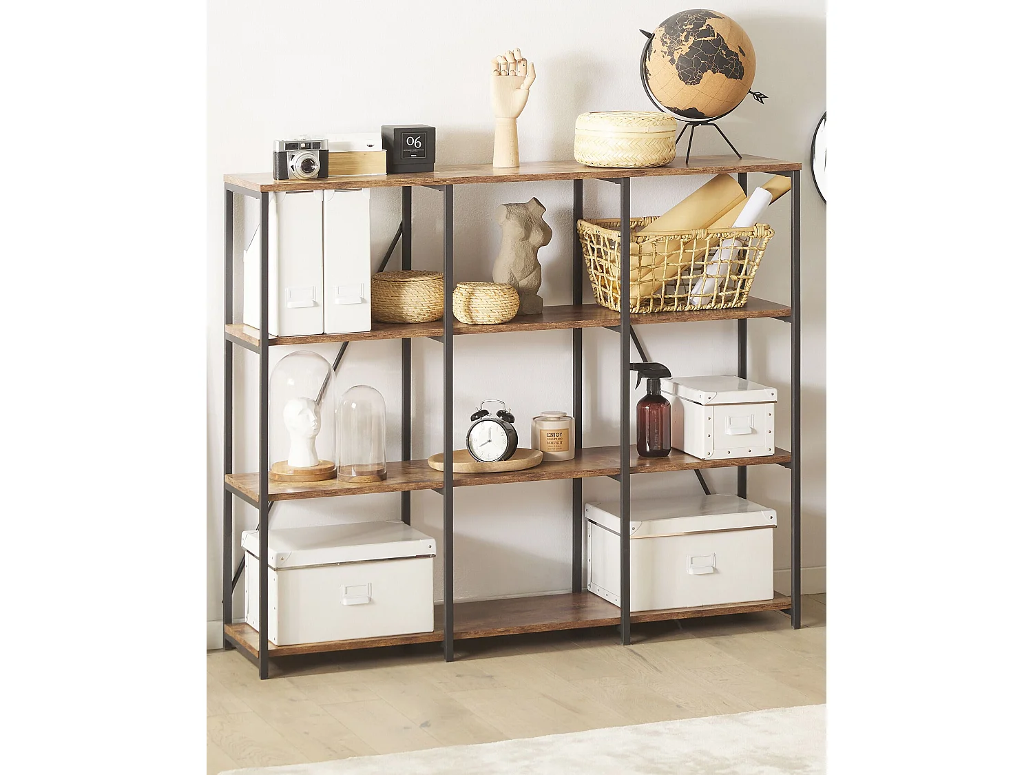 Estante com 3 prateleiras RHODE Castanho escuro