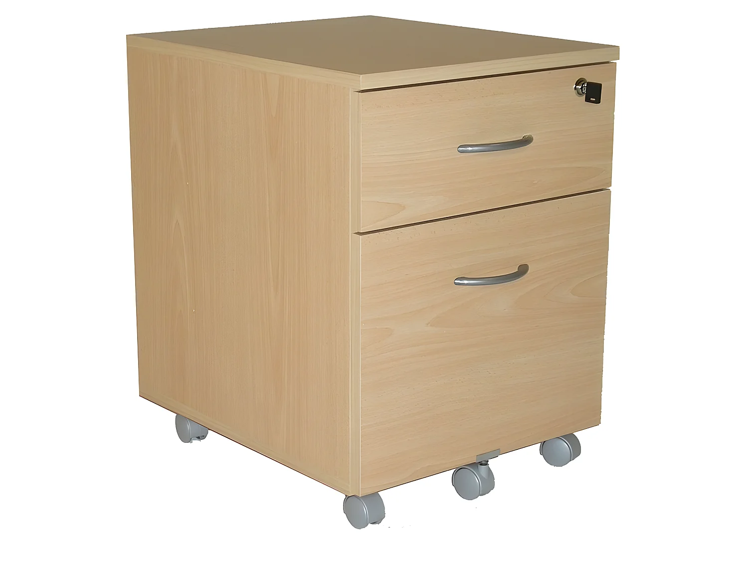 Bureau 160 + Caisson + Armoire Hêtre Alu