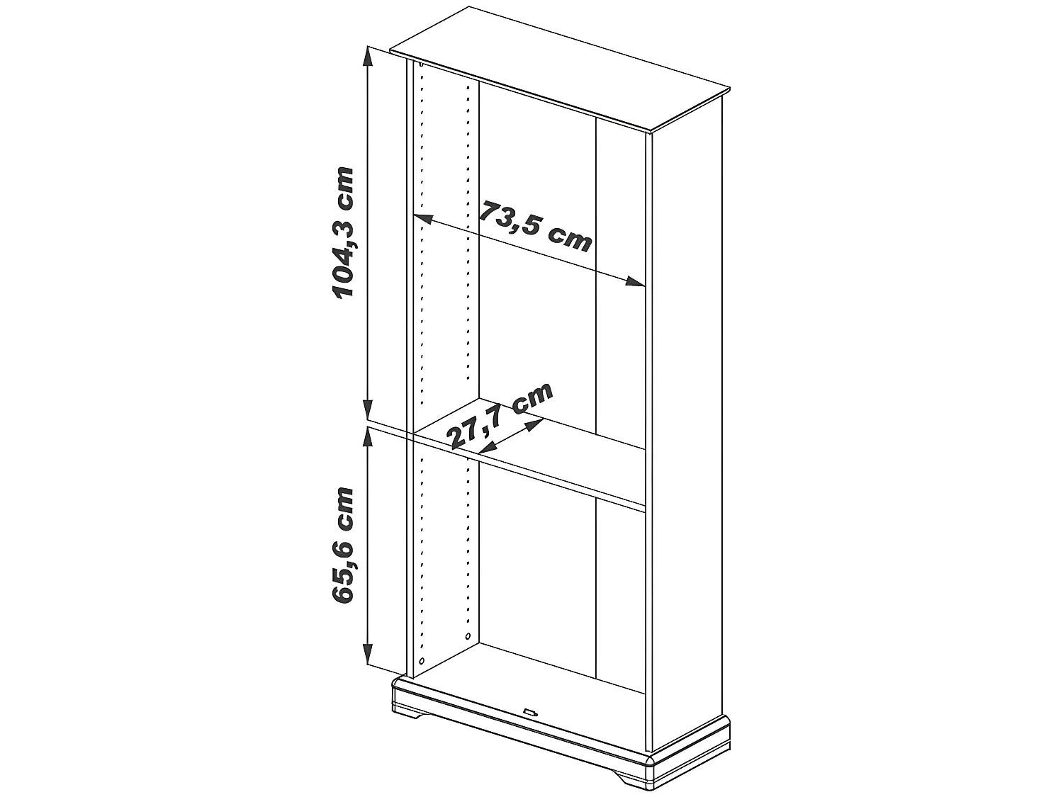 Bibliothèque 2 Portes Vitrées Merisier 5 Tablettes L 82.4 H 182.2 P 33 cm