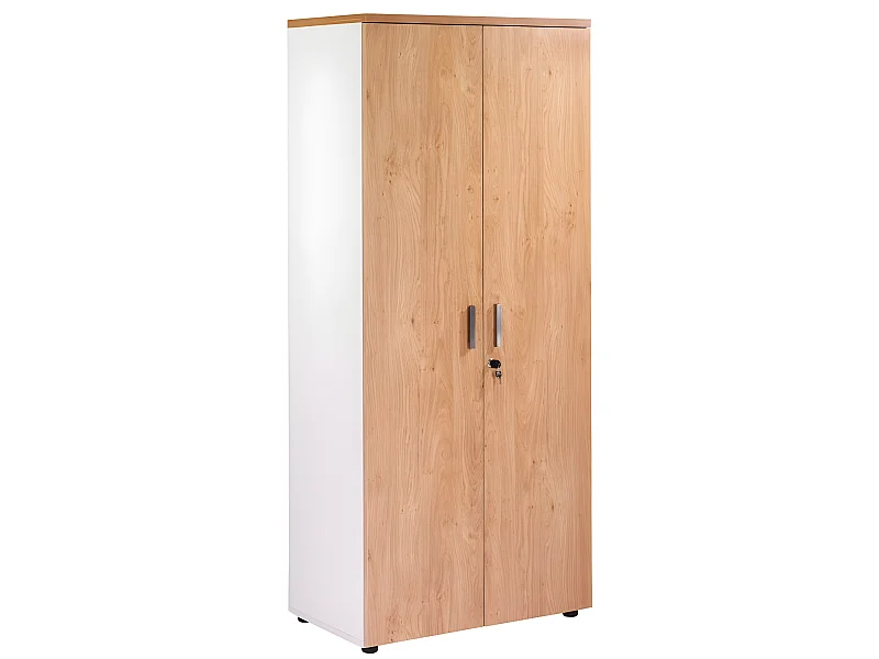 Armoire de Bureau 2 Portes Blanche + Chêne Clair INEO