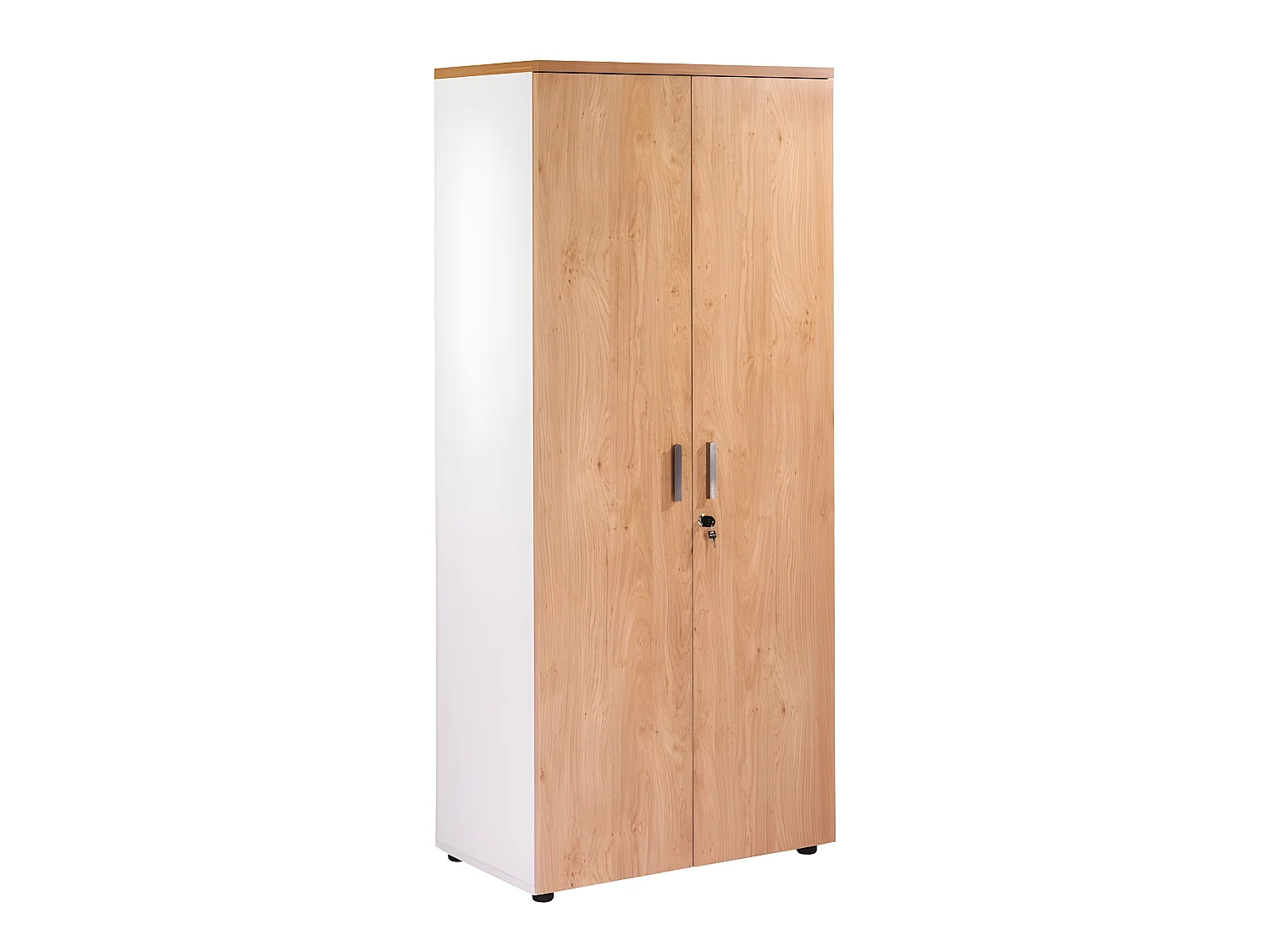 Armoire de Bureau 2 Portes Blanche + Chêne Clair INEO
