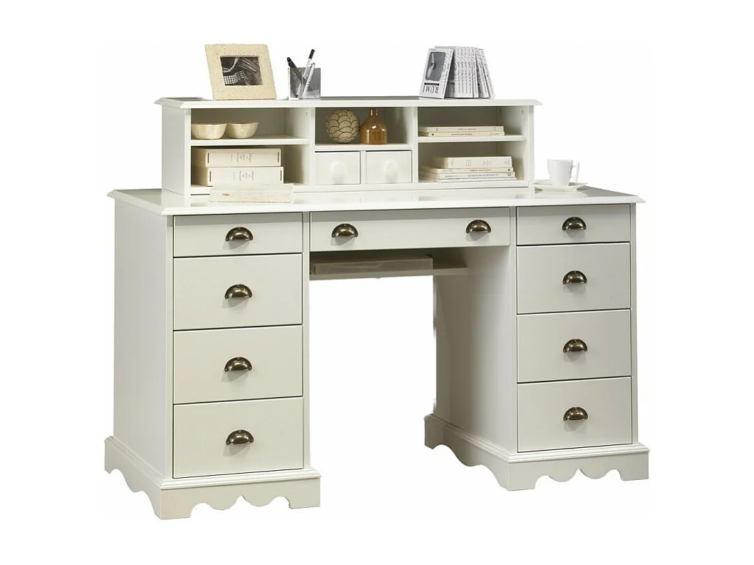 Ensemble Bureau et Bibliothèque blancs