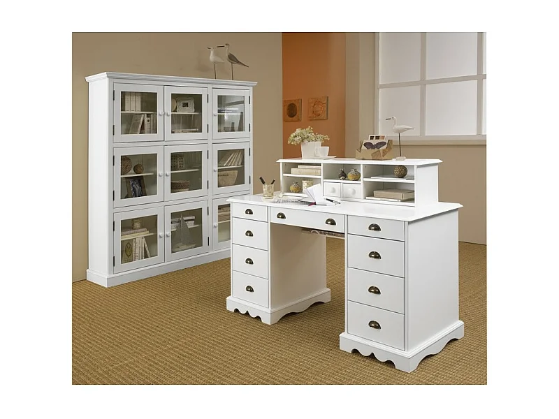 Ensemble Bureau et Bibliothèque blancs