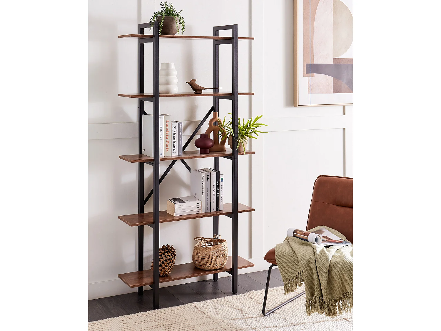 Boekenkast met 5 planken DARBY 180 cm Donkerbruin