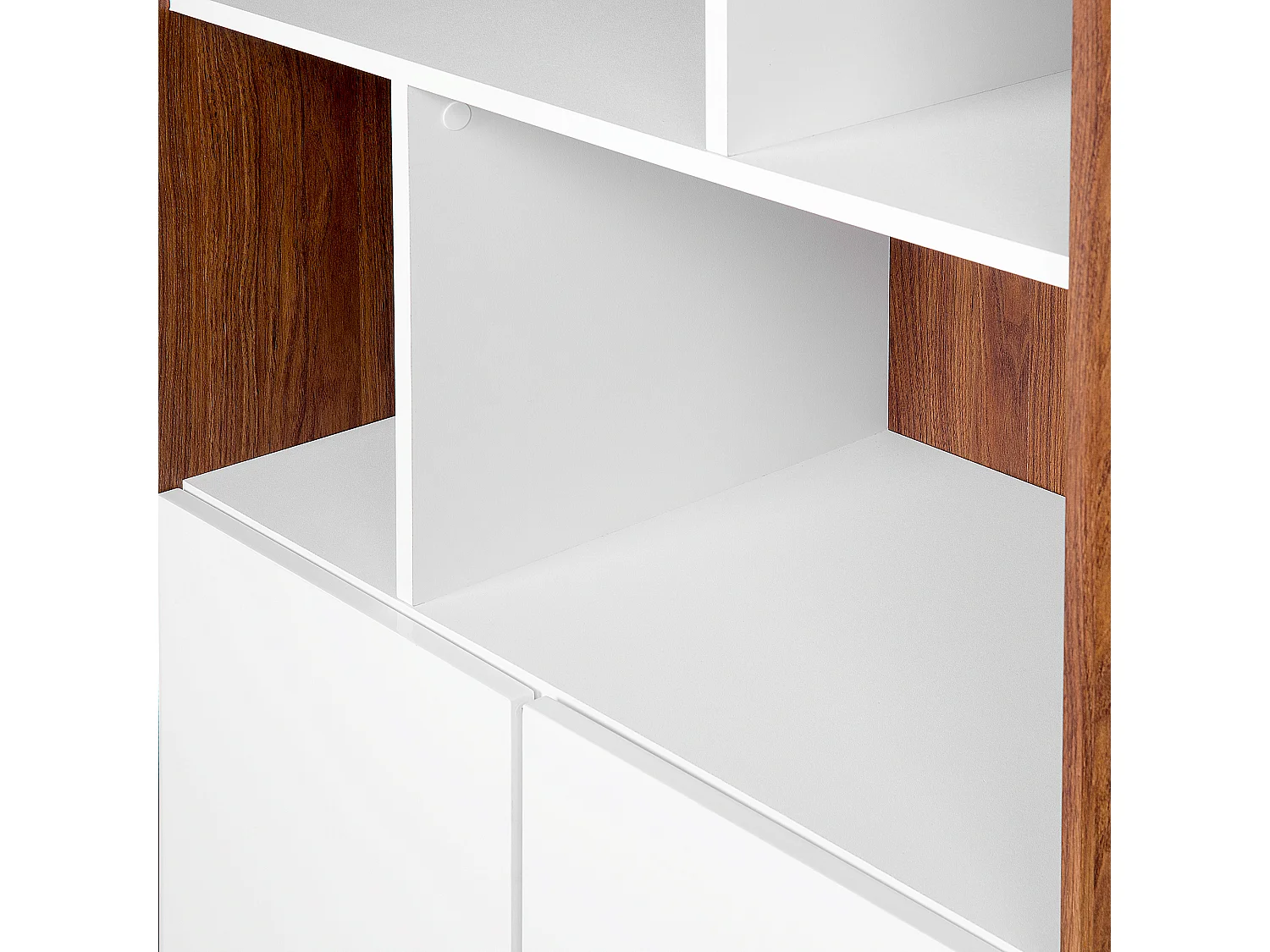 Originelles Regal Schrank 3 Fächer MDF-Platte dunkler Holzfarbton/weiß Columbus