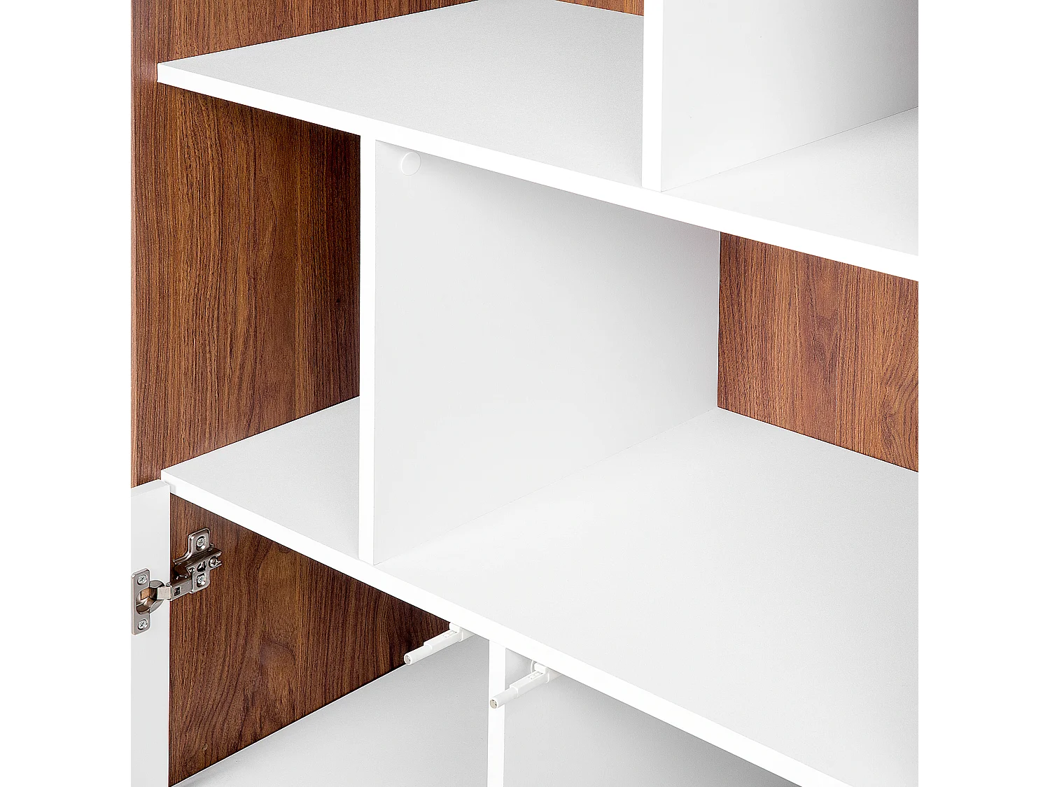 Originelles Regal Schrank 3 Fächer MDF-Platte dunkler Holzfarbton/weiß Columbus