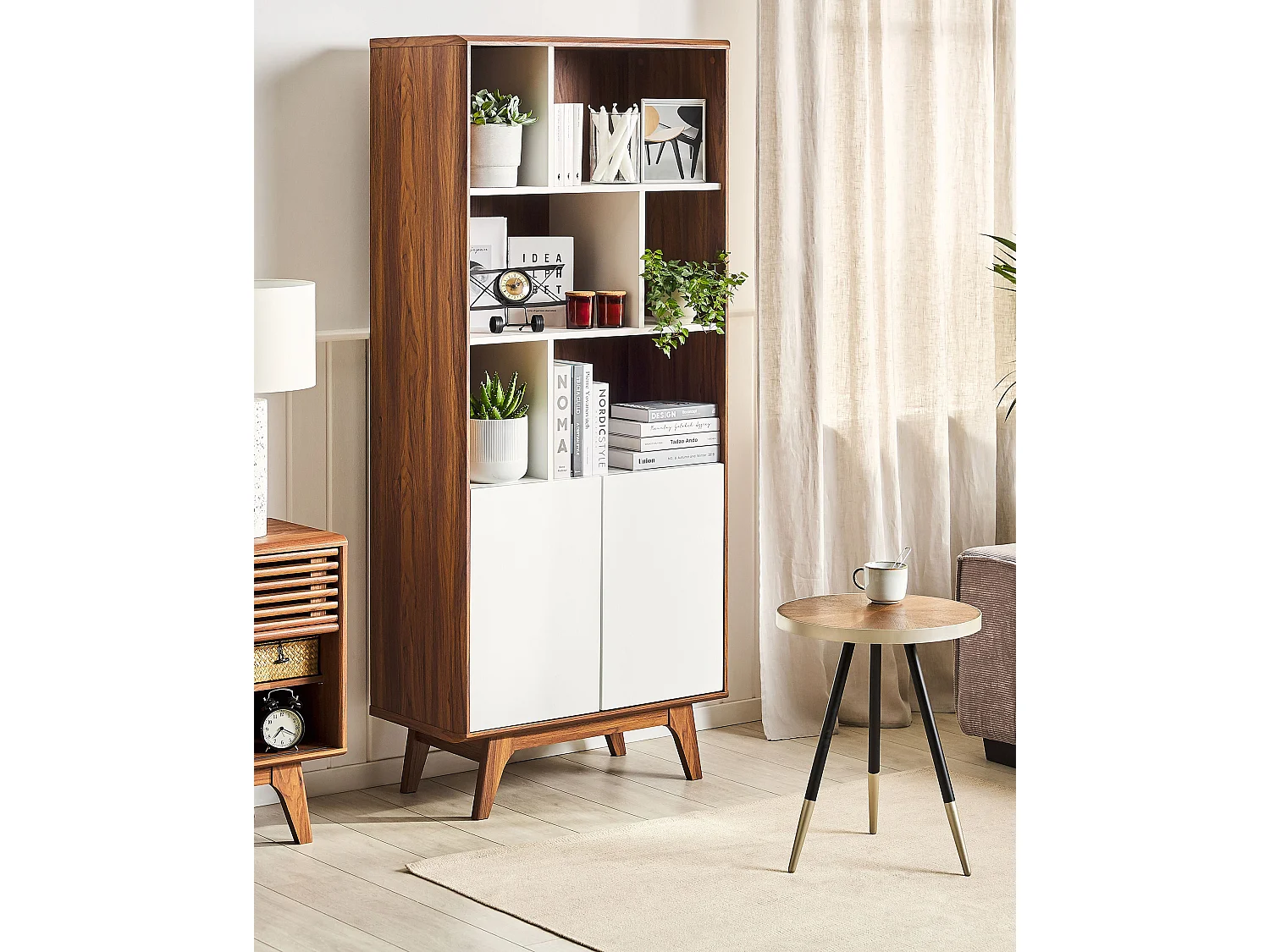 Originelles Regal Schrank 3 Fächer MDF-Platte dunkler Holzfarbton/weiß Columbus