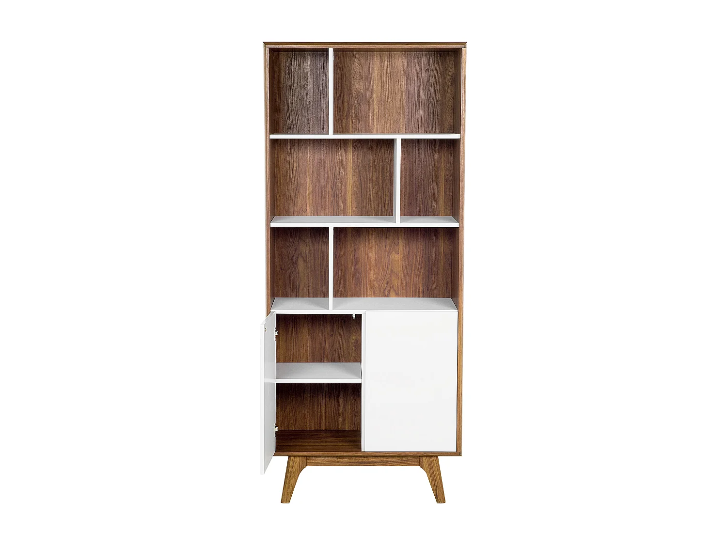 Originelles Regal Schrank 3 Fächer MDF-Platte dunkler Holzfarbton/weiß Columbus
