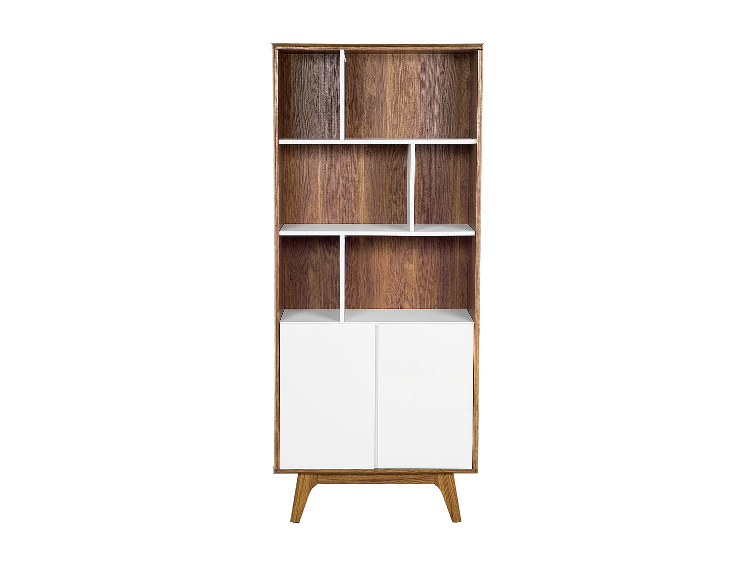 Originelles Regal Schrank 3 Fächer MDF-Platte dunkler Holzfarbton/weiß Columbus