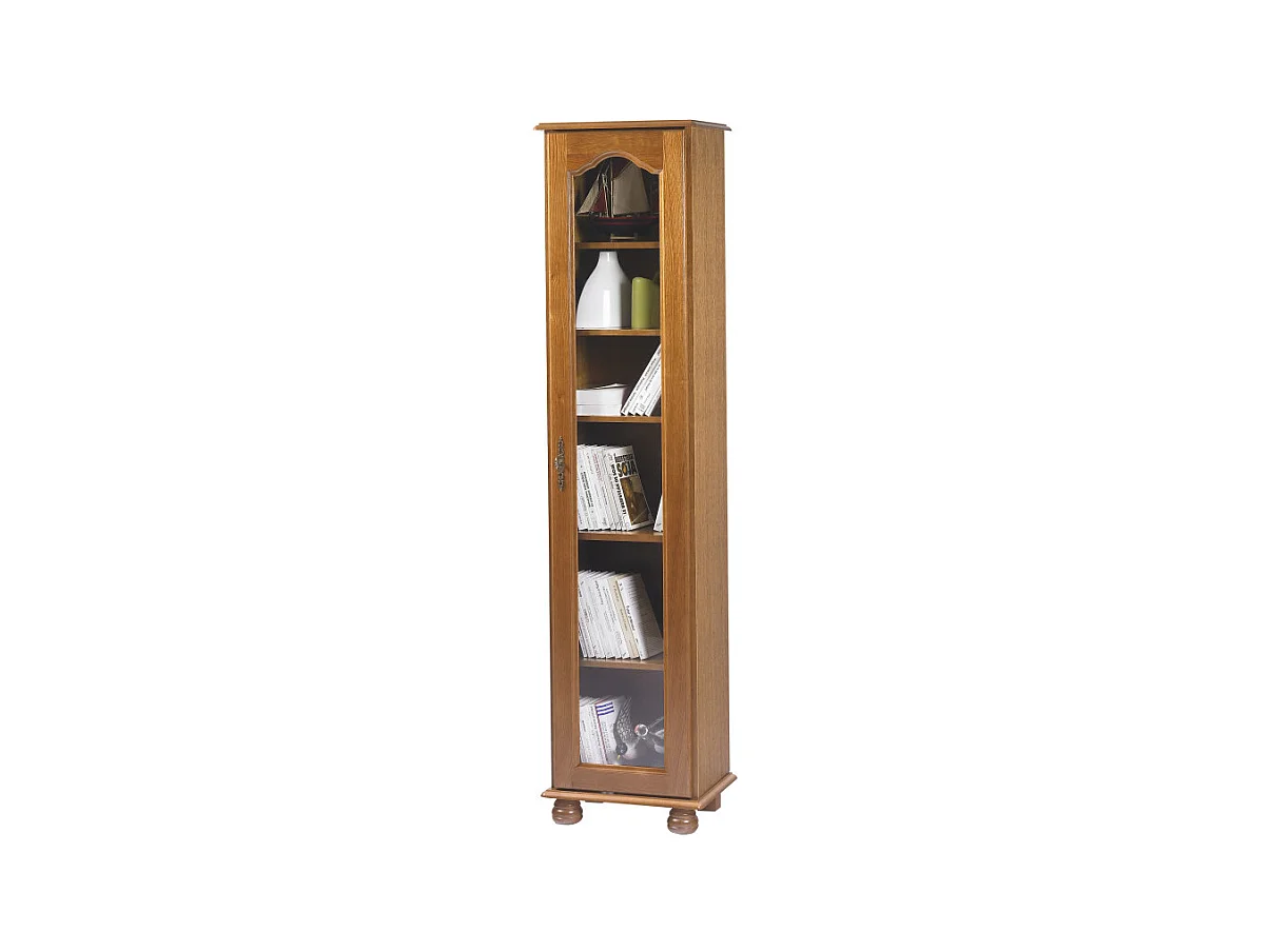 Bibliothèque 1 Grande Porte Vitrée Chêne