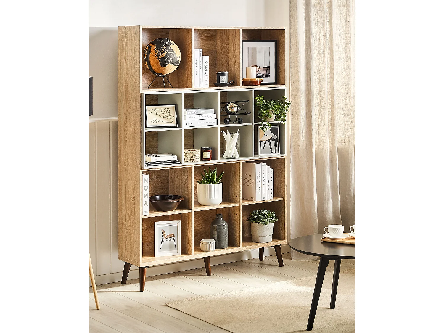 Boekenkast ALLOA Bewerkt hout 174 cm Lichtbruin/wit