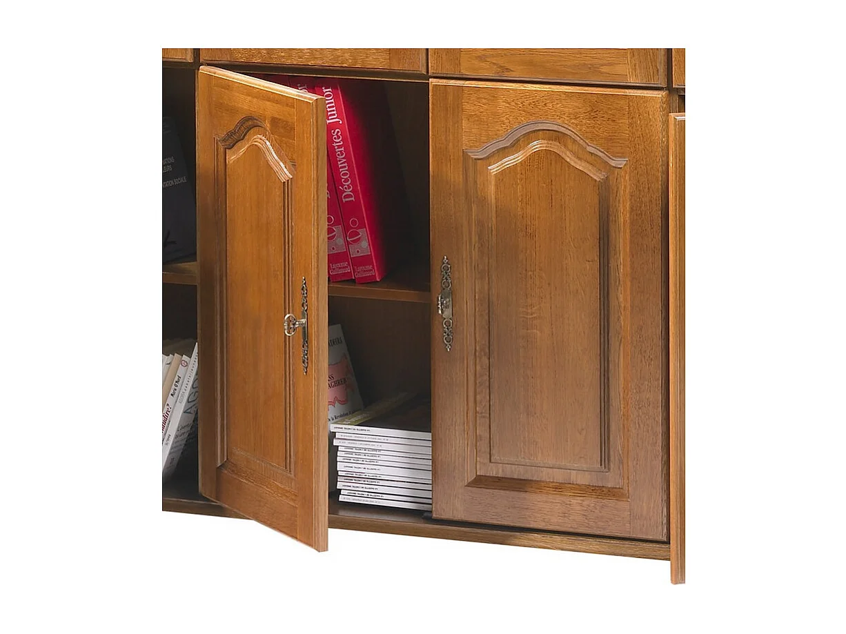 Bibliothèque Chêne 8 Portes 18 Niches 15 Etagères L 158.8 H 182.2 P 33 cm