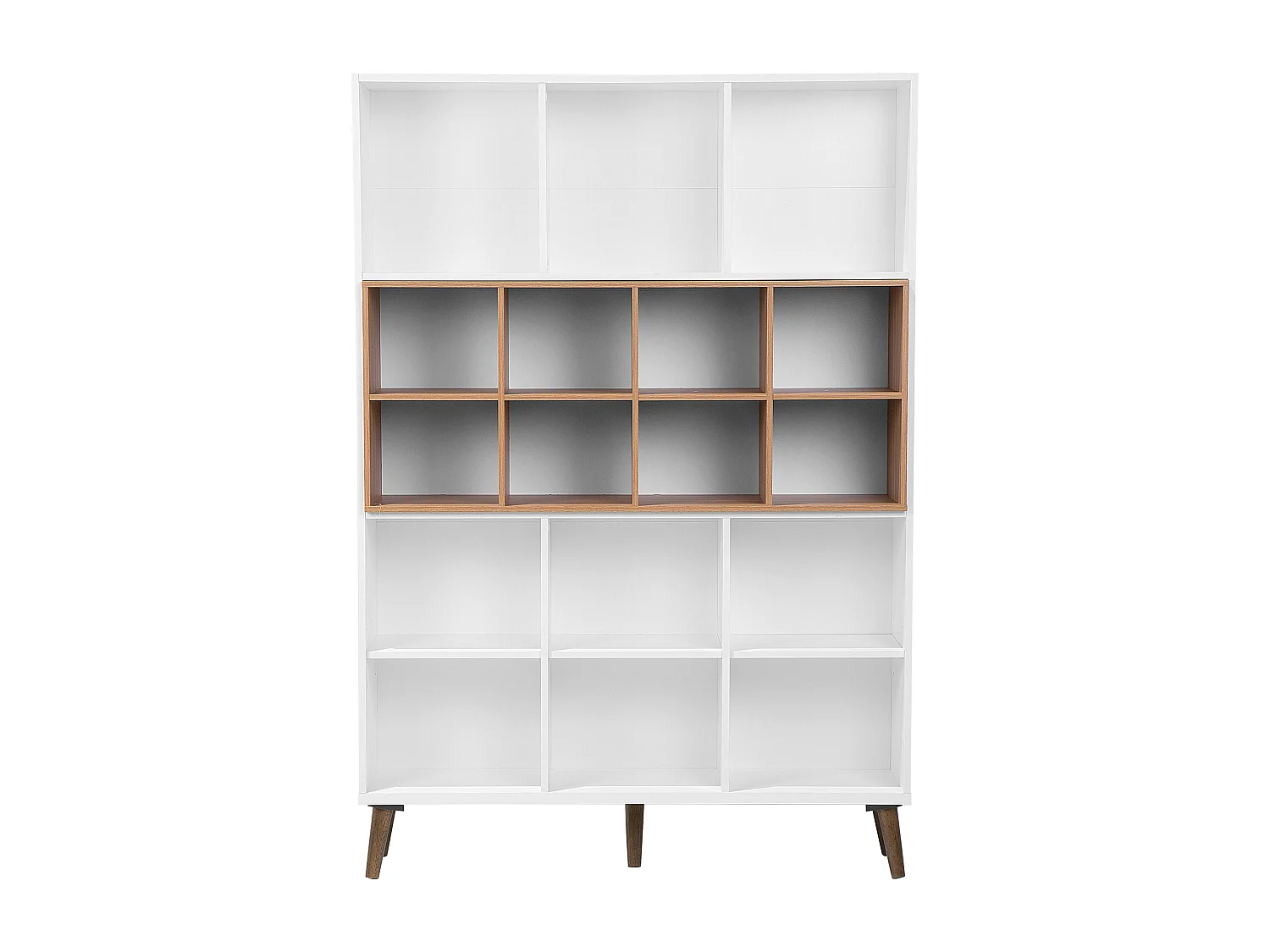 Bibliothèque avec 17 compartiments blanc et marron ALLOA