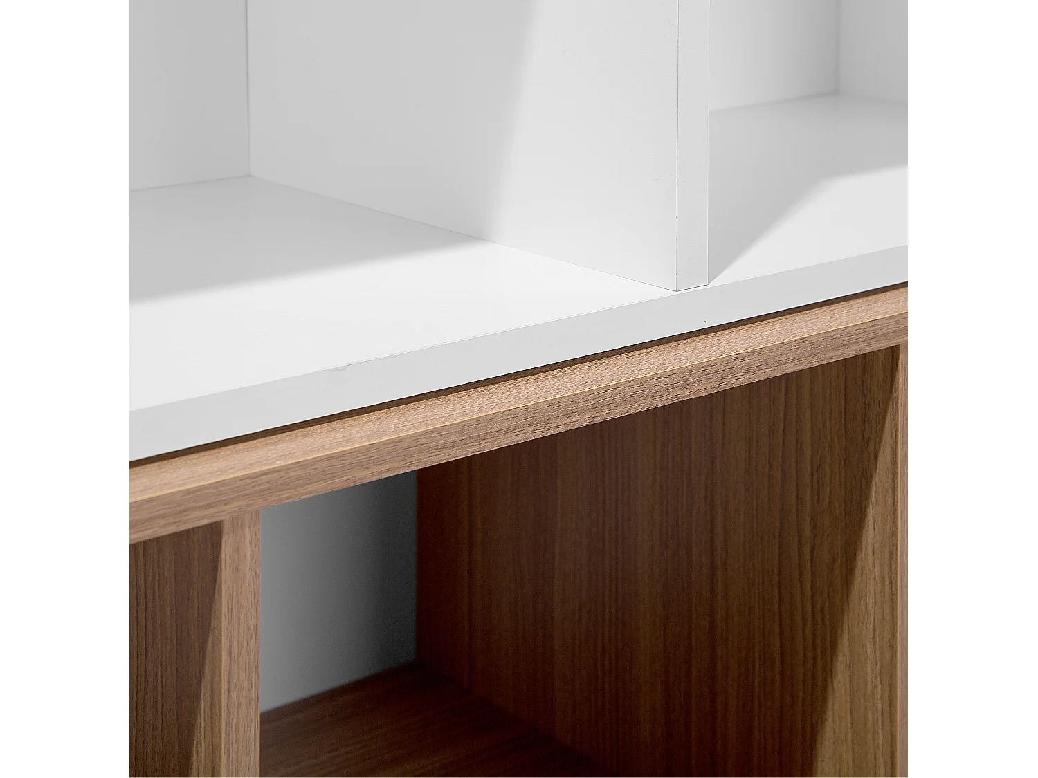 Bibliothèque avec 17 compartiments blanc et marron ALLOA