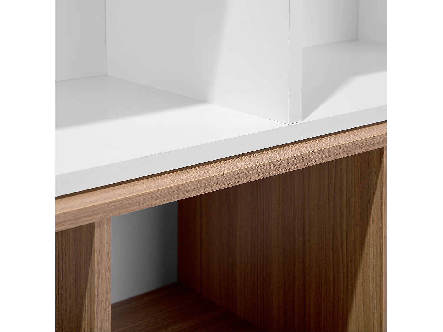 Bibliothèque avec 17 compartiments blanc et marron ALLOA