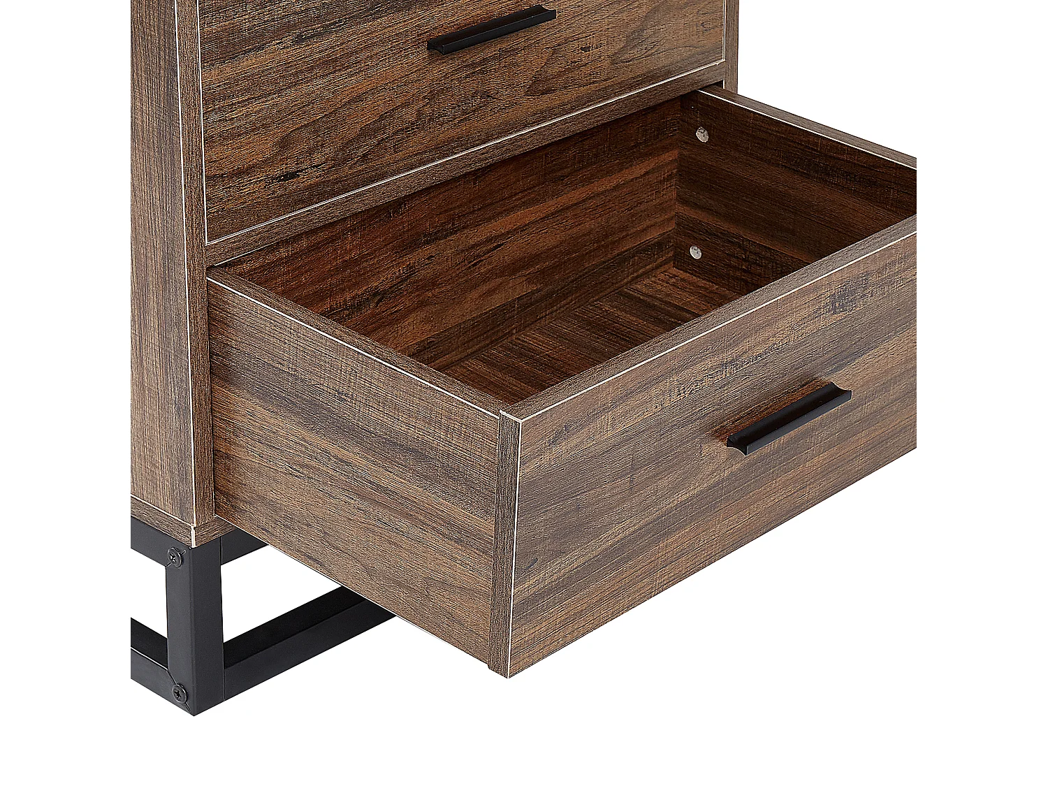 Bibliothèque 3 niveaux effet bois foncé / noir DELTA