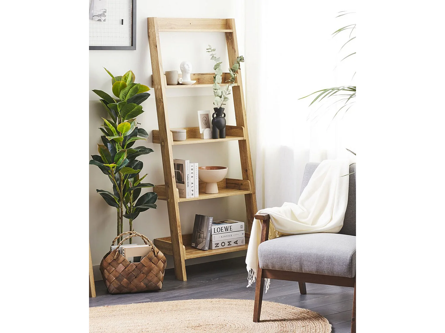 Modernes und praktisches Bücherregal heller Holzfarbton Mobile trio