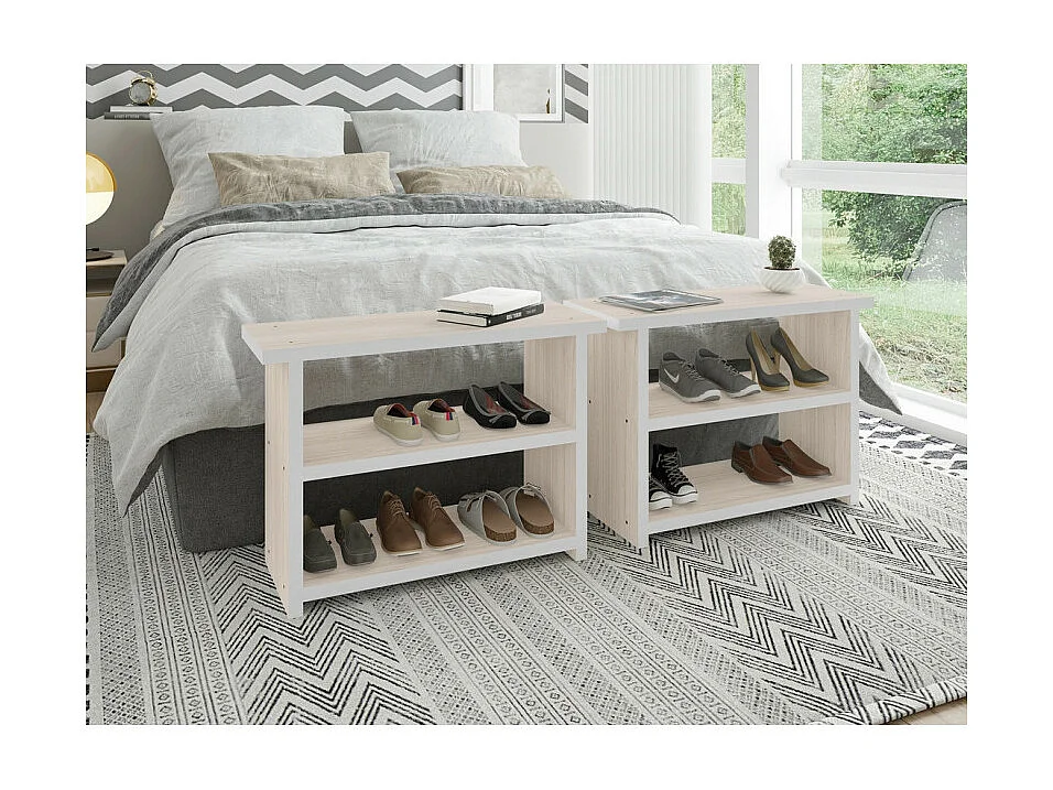 Etagère Multifonctions Chêne Clair 2 Niches L 68 H 47.5 P 25.4 cm