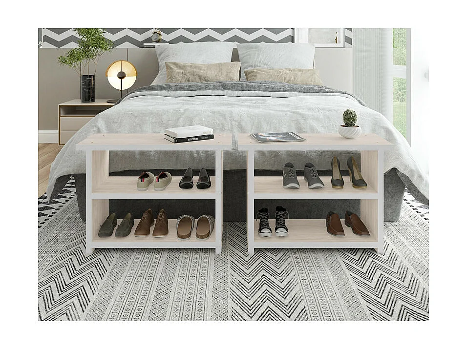 Etagère Multifonctions Chêne Clair 2 Niches L 68 H 47.5 P 25.4 cm