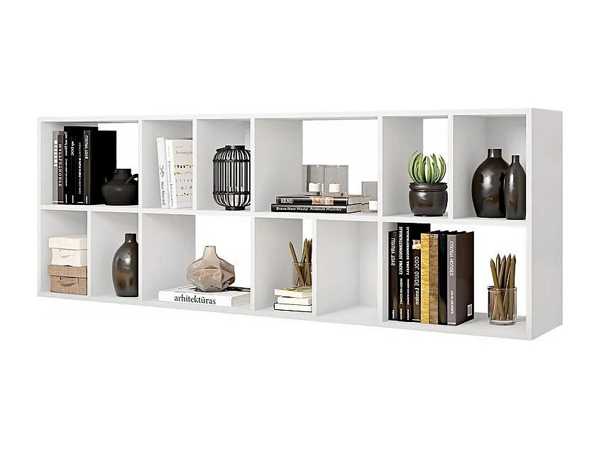 Rayonnage Blanc 12 Niches Horizontal ou Vertical L 67.9 H 176.4 P 29.8 cm