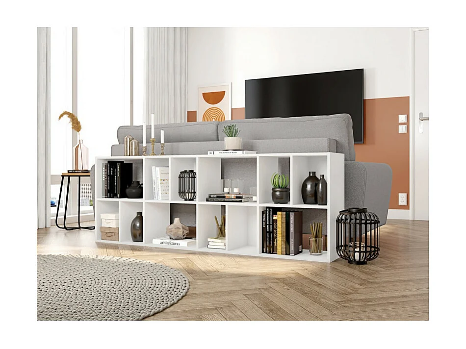 Rayonnage Blanc 12 Niches Horizontal ou Vertical L 67.9 H 176.4 P 29.8 cm